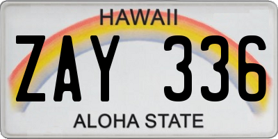 HI license plate ZAY336