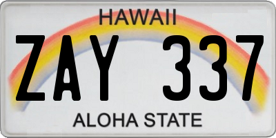 HI license plate ZAY337
