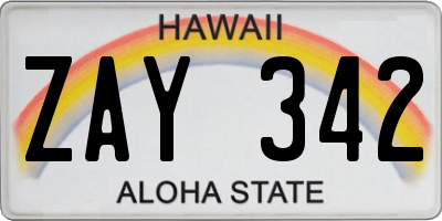 HI license plate ZAY342