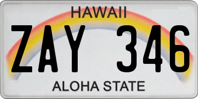 HI license plate ZAY346