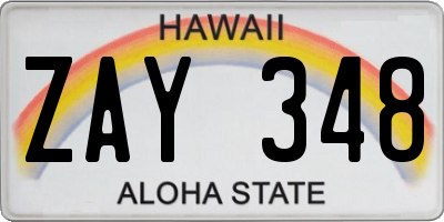 HI license plate ZAY348