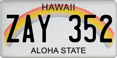 HI license plate ZAY352