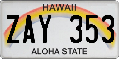 HI license plate ZAY353