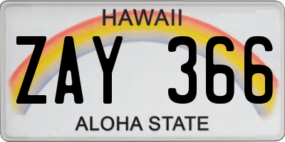 HI license plate ZAY366