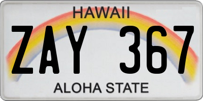 HI license plate ZAY367