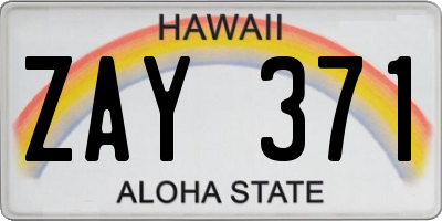 HI license plate ZAY371