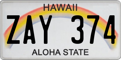 HI license plate ZAY374