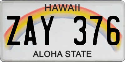 HI license plate ZAY376