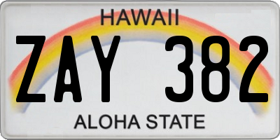 HI license plate ZAY382