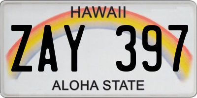 HI license plate ZAY397