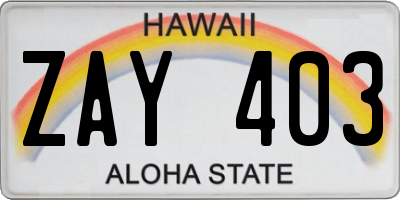 HI license plate ZAY403