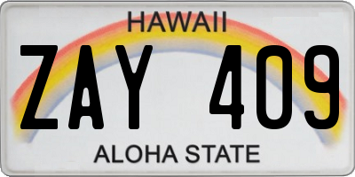 HI license plate ZAY409