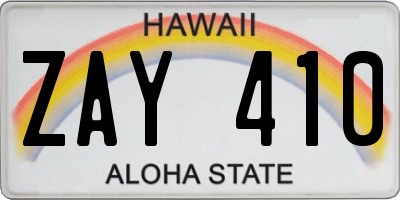 HI license plate ZAY410