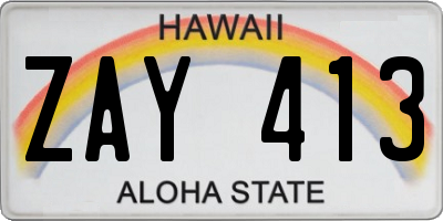 HI license plate ZAY413
