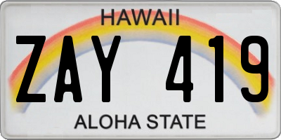 HI license plate ZAY419