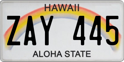 HI license plate ZAY445