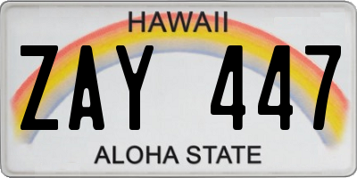 HI license plate ZAY447