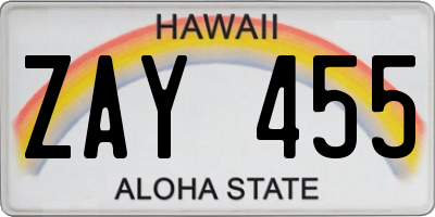 HI license plate ZAY455
