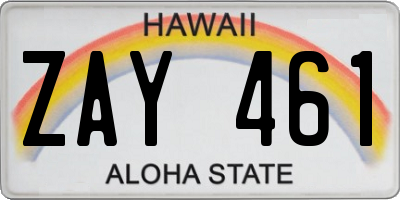 HI license plate ZAY461