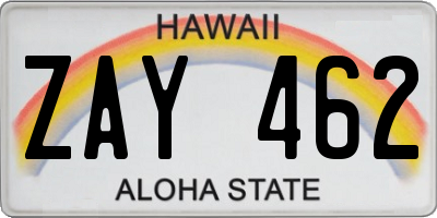 HI license plate ZAY462
