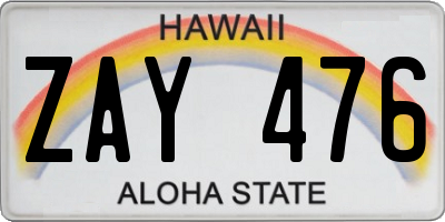 HI license plate ZAY476