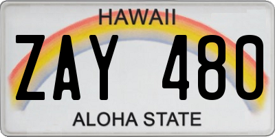 HI license plate ZAY480