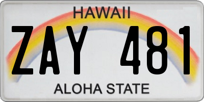 HI license plate ZAY481