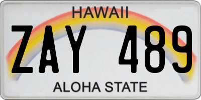HI license plate ZAY489