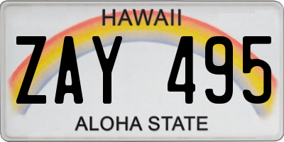 HI license plate ZAY495