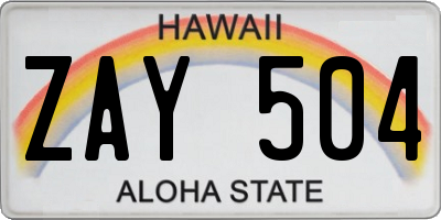 HI license plate ZAY504