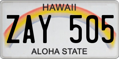 HI license plate ZAY505
