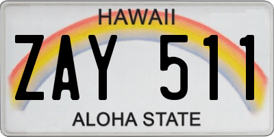 HI license plate ZAY511