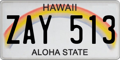 HI license plate ZAY513