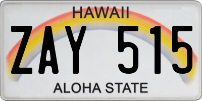 HI license plate ZAY515