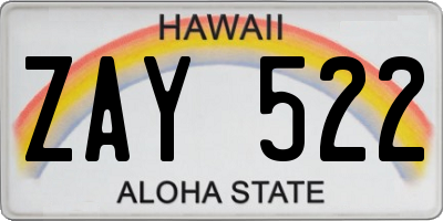 HI license plate ZAY522