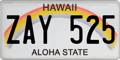 HI license plate ZAY525