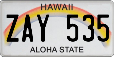 HI license plate ZAY535