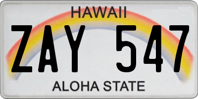 HI license plate ZAY547