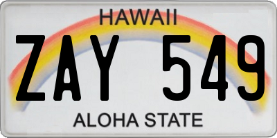 HI license plate ZAY549