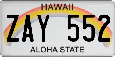 HI license plate ZAY552