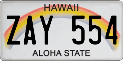 HI license plate ZAY554
