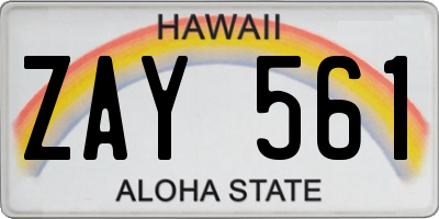 HI license plate ZAY561