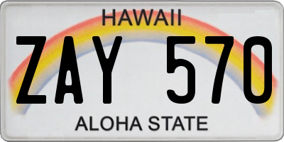 HI license plate ZAY570