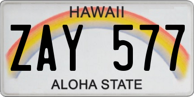 HI license plate ZAY577