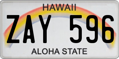HI license plate ZAY596