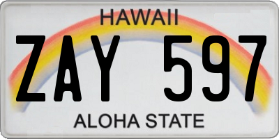 HI license plate ZAY597