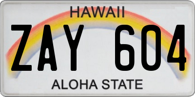 HI license plate ZAY604