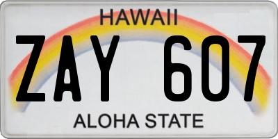 HI license plate ZAY607
