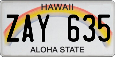 HI license plate ZAY635