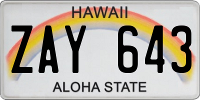 HI license plate ZAY643